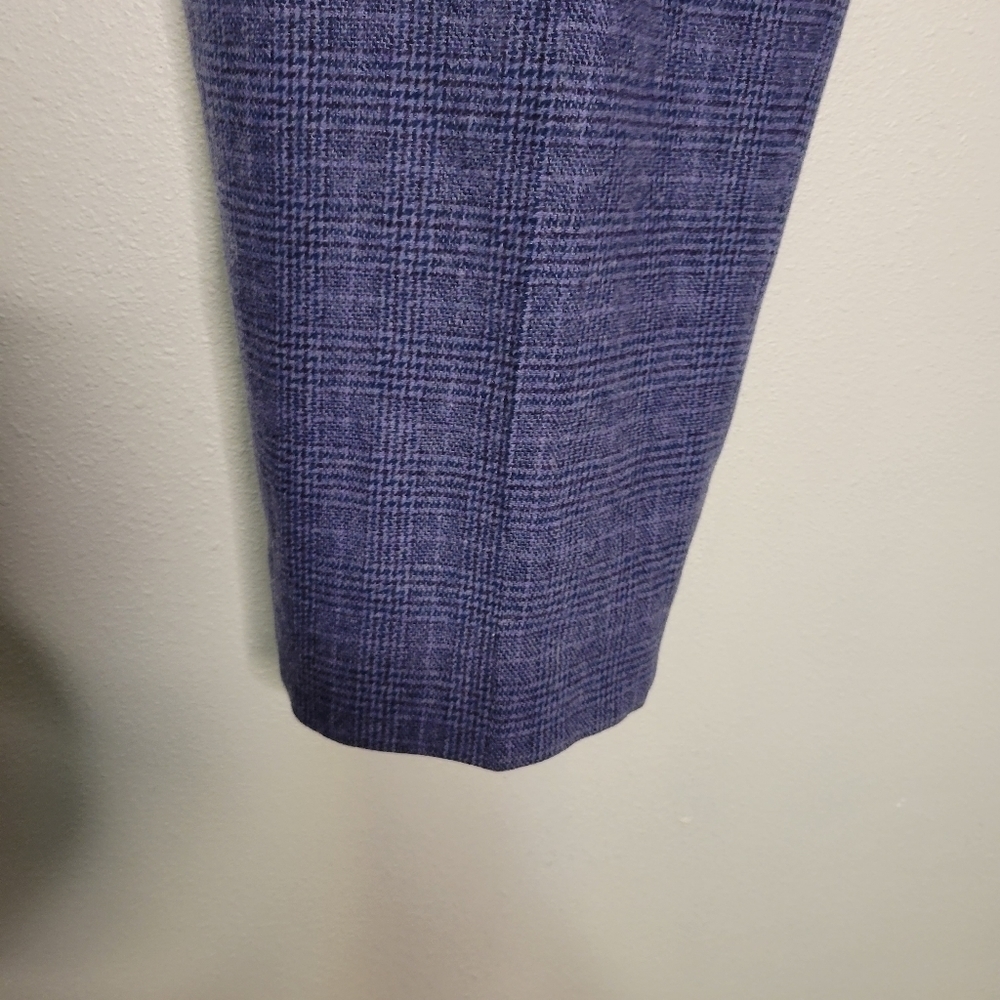 Pendleton size 14 wool blue plaid print trouser pants small stain - Picture 2 of 7